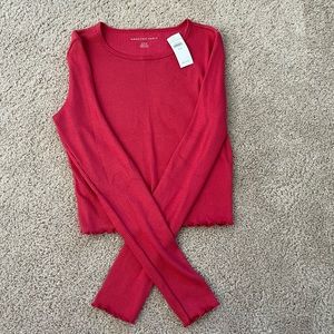 Cropped Long Sleeve American Eagle Top